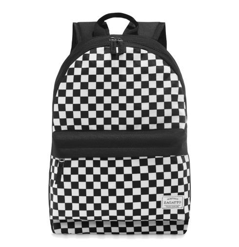 Plecak szkolny w czarno-białą szachownicę Zagatto ZG765 - 20L - miniatura