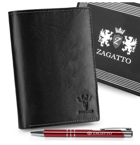 Portfel męski skórzany pionowy N4-BC-ZG RFID Secure - miniatura