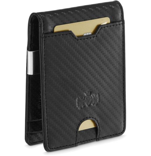 Portfel męski SLIM Zagatto Carbon ZG-X2-F7 BLACK - zdjęcie główne, karbonowy materiał