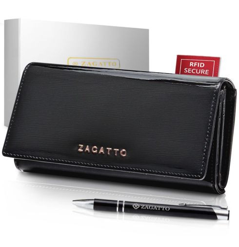 Pojemny portfel damski na karty Zagatto ZG-46-SH BLACK