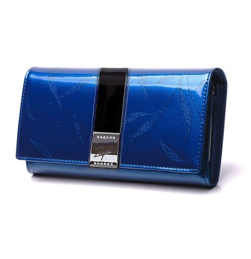 Pojemny portfel damski Zagatto ZG-100-LEAF-FX BLUE - bez pudełka