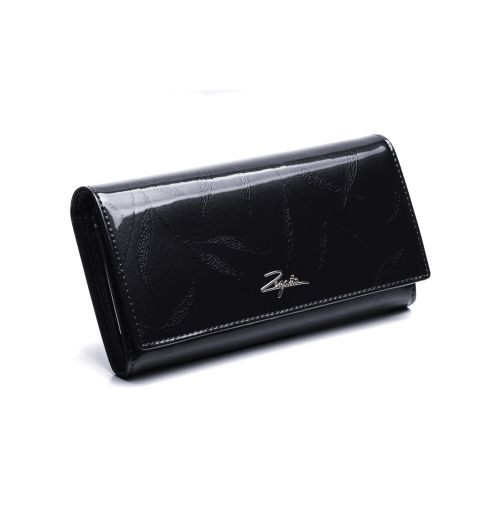 Pojemny portfel damski Zagatto ZG-102-LEAF BLACK - bez pudełka