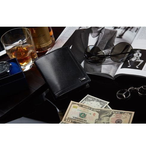 Portfel męski z kieszenią na suwak RFID Secure Marcel