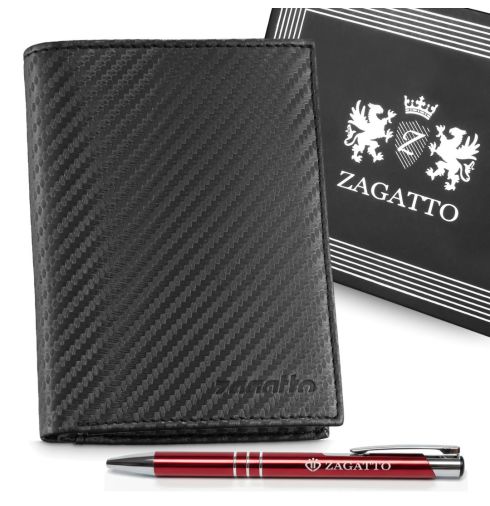 Portfel męski skórzany pionowy 'carbon' ZG-N4-F17 RFID Secure