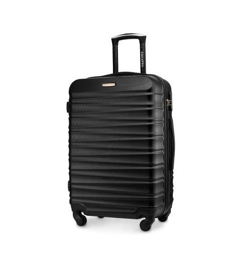 Średnia walizka na kółkach, 65x42x26, czarna, ZG501 ABS B Black