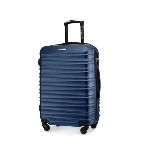 Średnia walizka na kółkach, 65x42x26, granatowa, ZG501 ABS B D.Blue