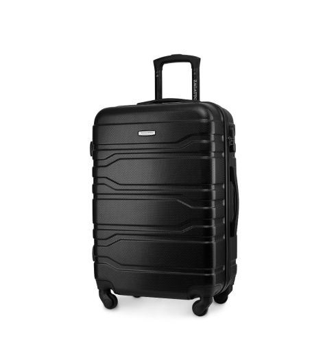 Średnia walizka na kółkach, 65x42x26, czarna, ZG503 ABS B Black