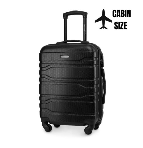 Walizka kabinowa na kółkach 55x40x20, czarna, ZG503 ABS C Black
