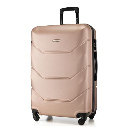 Duża walizka na kółkach, 75x48x29, różowo-złota, ZG504 A Rose Gold