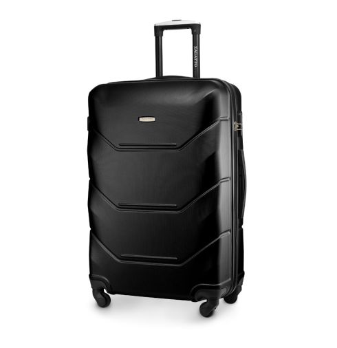Duża walizka na kółkach, 75x48x29, czarna, ZG504 ABS A Black