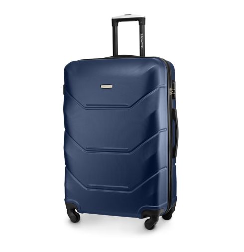 Duża walizka na kółkach, 75x48x29, granatowa, ZG504 ABS A D.Blue