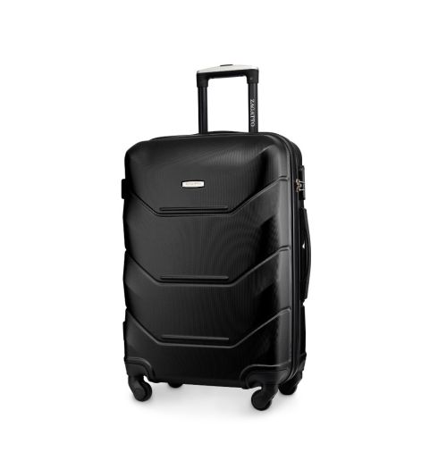 Średnia walizka na kółkach, 65x42x26, czarna, ZG504 ABS B Black
