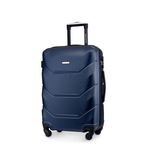 Średnia walizka na kółkach, 65x42x26, granatowa, ZG504 ABS B D.Blue