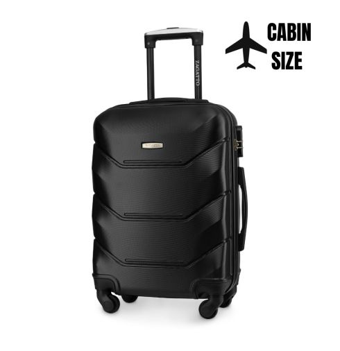 Walizka kabinowa na kółkach 55x40x20 ZG504 ABS C Black - miniatura