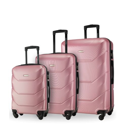 Zestaw 3 walizek podróżnych: mała, średnia, duża, jasnoróżowa, ZG504 ABC Ball Pink