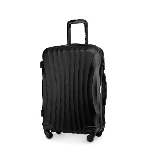 Średnia walizka na kółkach, 65x42x26, czarna, ZG505 ABS B Black