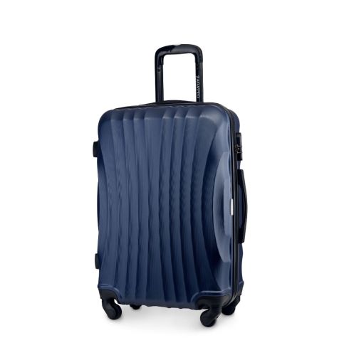 Średnia walizka na kółkach, 65x42x26, granatowa, ZG505 ABS B D.blue