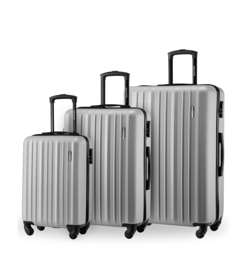Zestaw 3 walizek podróżnych: mała, średnia, duża, srebrny, ZG509 ABC Alu Silver