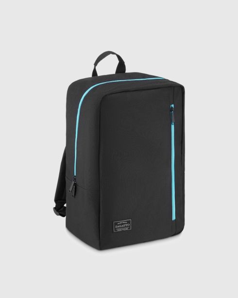 Czarno-niebieski plecak podróżny do samolotu 40x30x20, poliester i nylon, Zagatto
