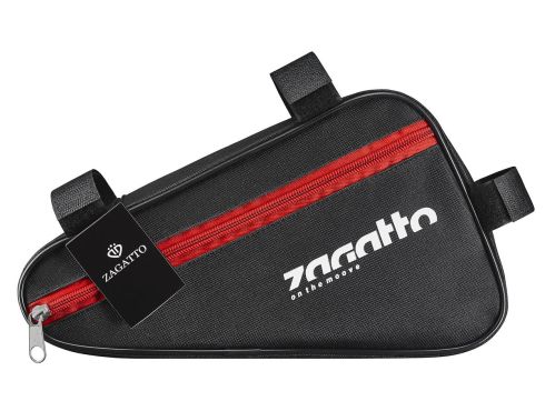 Czarna sakwa do roweru z czerwonym suwakiem "On the Move" ZG87 - zdjęcie główne
