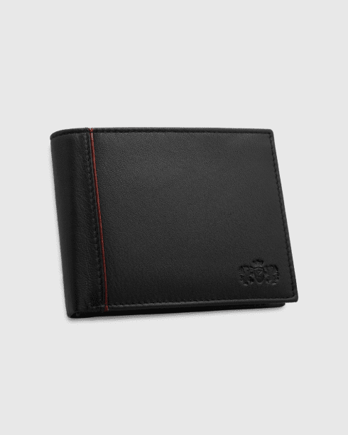 Czarny skórzany portfel męski poziomy RFID Secure, skóra naturalna licowa, Zagatto
