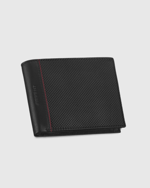 Czarny męski portfel skórzany poziomy RFID Secure ze skóry naturalnej licowej, Zagatto