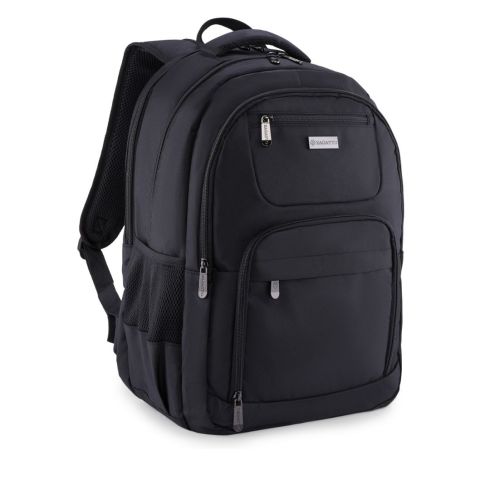 Czarny plecak z miejscem na laptopa 17 cali, poliester i nylon
