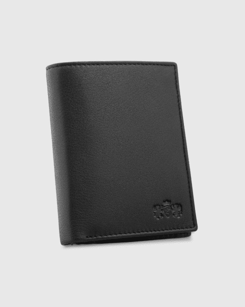 Czarny portfel pionowy męski skórzany z ochroną RFID Secure, skóra naturalna licowa, Zagatto