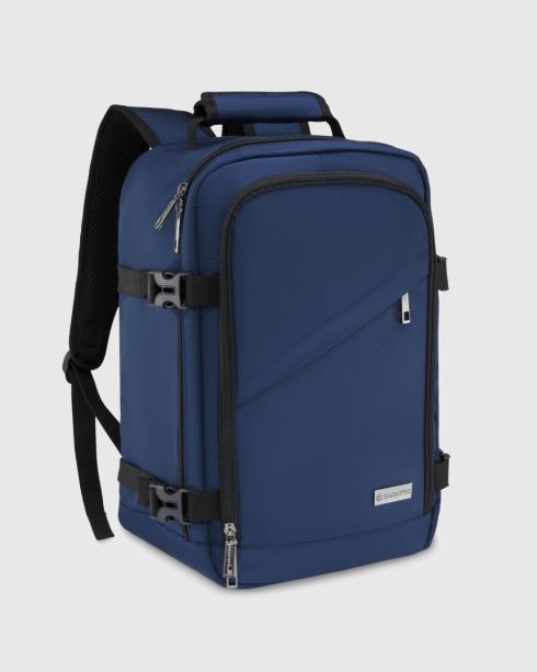 Granatowy plecak miejski 40x20x25 podręczny Ryanair, poliester i nylon, Zagatto