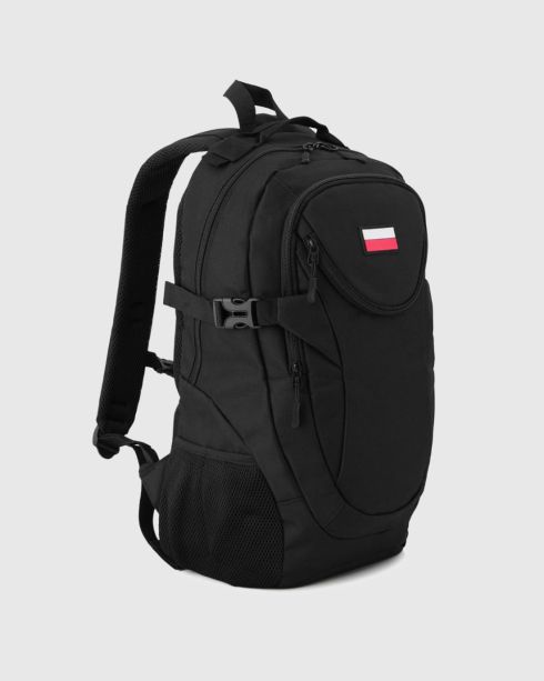 Czarny plecak turystyczny taktyczny z miejscem na laptopa, poliester i nylon, Zagatto