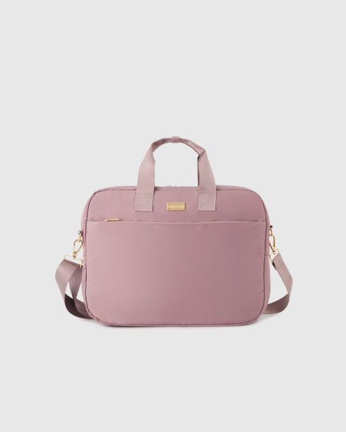 Jasnoróżowa torba na laptopa 15,6 cala na ramię, poliester i nylon, Zagatto