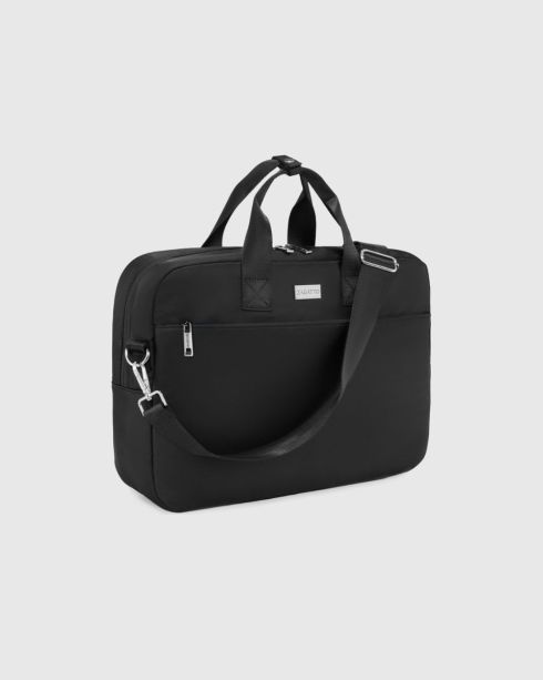 Czarna torba na laptopa 15,6 cala z uchwytem na walizkę, poliester i nylon, Zagatto
