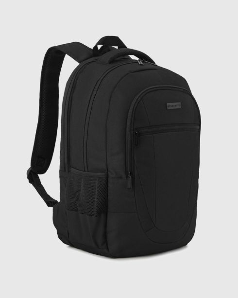 Czarny plecak trzykomorowy z miejscem na laptopa, poliester i nylon, Zagatto