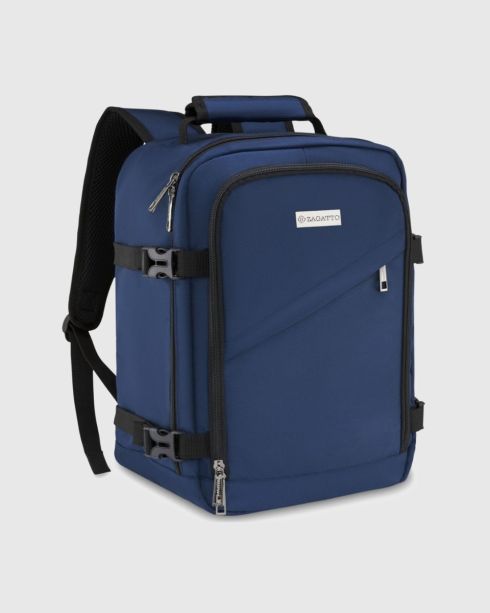 Granatowy plecak do samolotu 40x30x20, poliester i nylon, Zagatto
