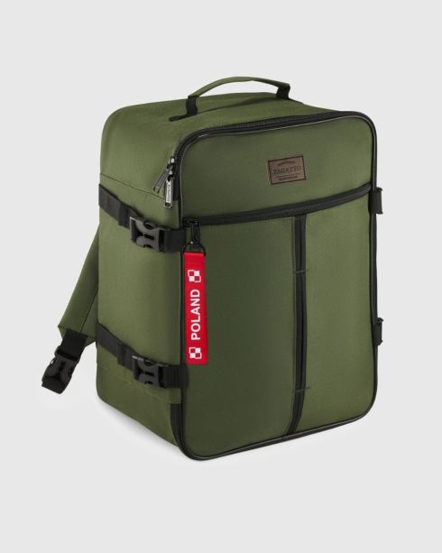 Zielony plecak do samolotu 40x30x20, poliester i nylon, Zagatto