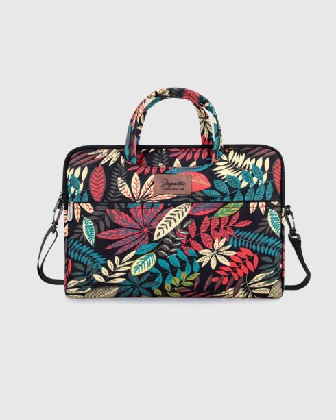 Czarna torba na laptopa 15,6 cala w kolorowe kwiaty, poliester i nylon, Zagatto