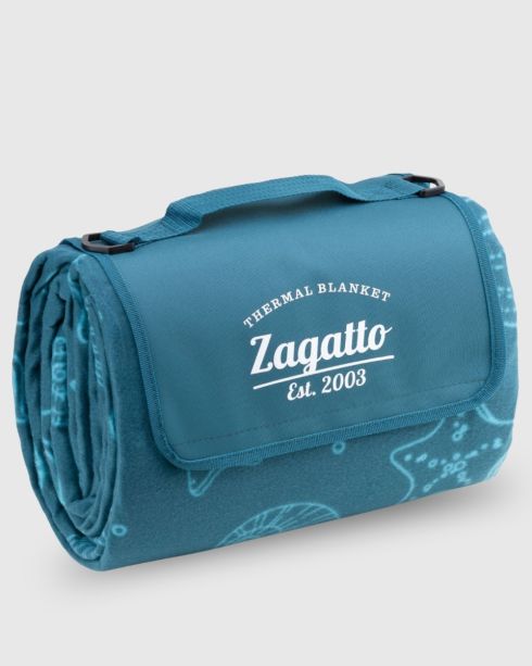 Niebieski koc piknikowy 200x200 cm z izolacją, poliester, Zagatto – zdjęcie 3