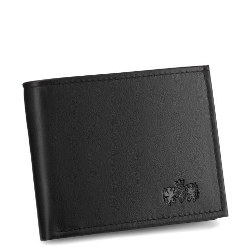 Czarny portfel męski skórzany mały poziomy RFID Secure, skóra naturalna licowa, Zagatto