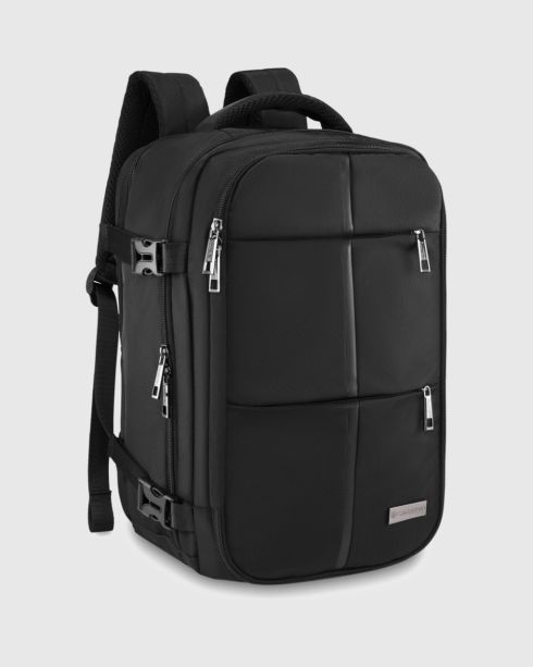 Czarny plecak miejski do samolotu 40x25x20 cm, poliester i nylon, Zagatto