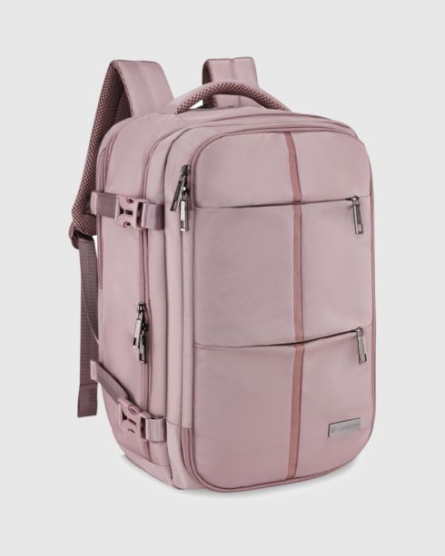 Różowy plecak damski 40x20x25 do samolotu ergonomiczny, poliester i nylon, Zagatto