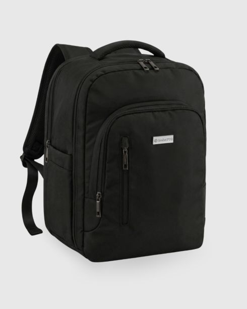 Czarny plecak podróżny 40x30x20 do samolotu, poliester i nylon