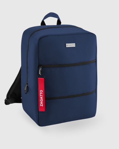 Niebieski plecak podróżny 40x30x20 do samolotu, poliester i nylon, Zagatto