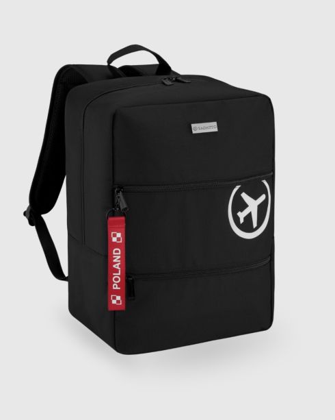 Czarny plecak podróżny 40x30x20 cm, poliester i nylon