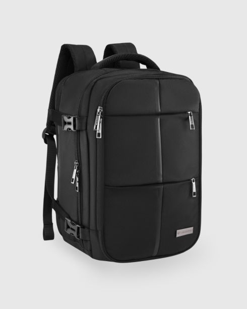 Czarny plecak do samolotu 40x30x20, poliester i nylon, Zagatto