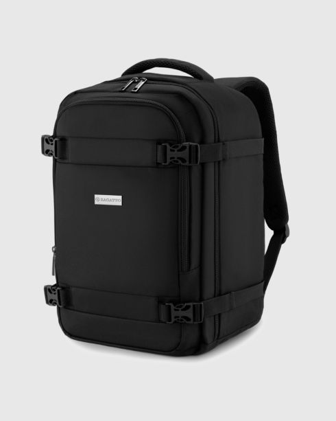 Czarny plecak podróżny do samolotu 40x30x20, poliester i nylon, Zagatto