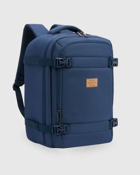 Niebieski plecak podróżny do samolotu 40x30x20, poliester i nylon, Zagatto