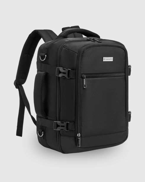 Czarny plecak podróżny do samolotu 40x30x20, poliester i nylon, Zagatto