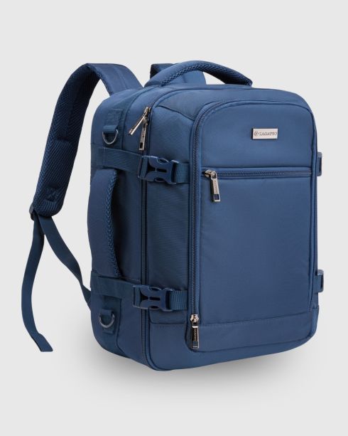 Niebieski plecak podróżny do samolotu 40x30x20, poliester i nylon, Zagatto