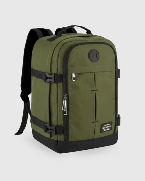 Zielony plecak do samolotu 40x30x20 podróżny, poliester i nylon, Zagatto