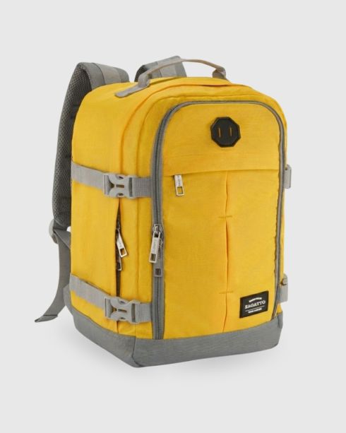 Żółty plecak podróżny do samolotu 40x30x20, poliester i nylon, Zagatto